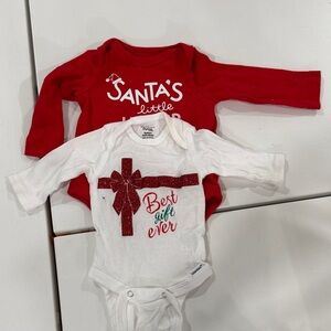 Red and White Holiday Baby Onesies
